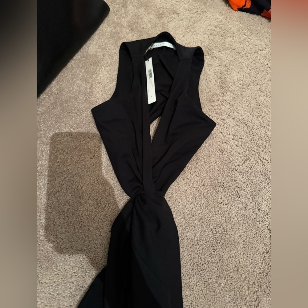 Susana Monaco- NWT Black Sleeveless Twist Front Cutout Wide Leg Jumpsuit - Picture 3 of 4